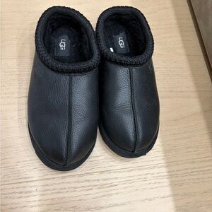UGG Classic Black Leather Slippers